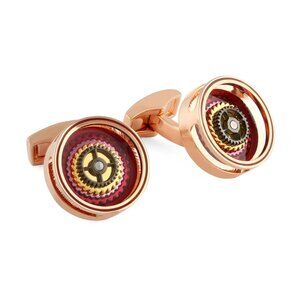 Bullseye Gear Cufflinks In Red - Red